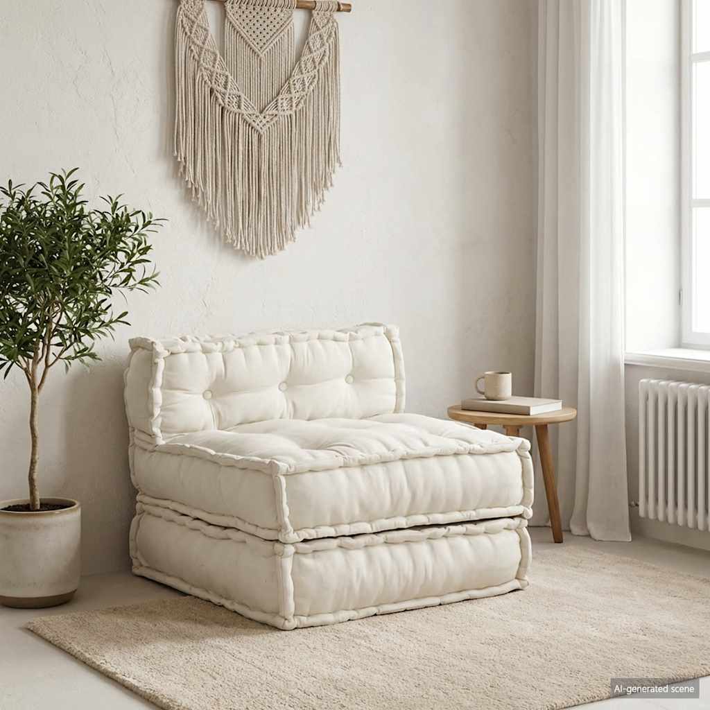 Unidade de sofá modular 70x70x54 cm tecido creme