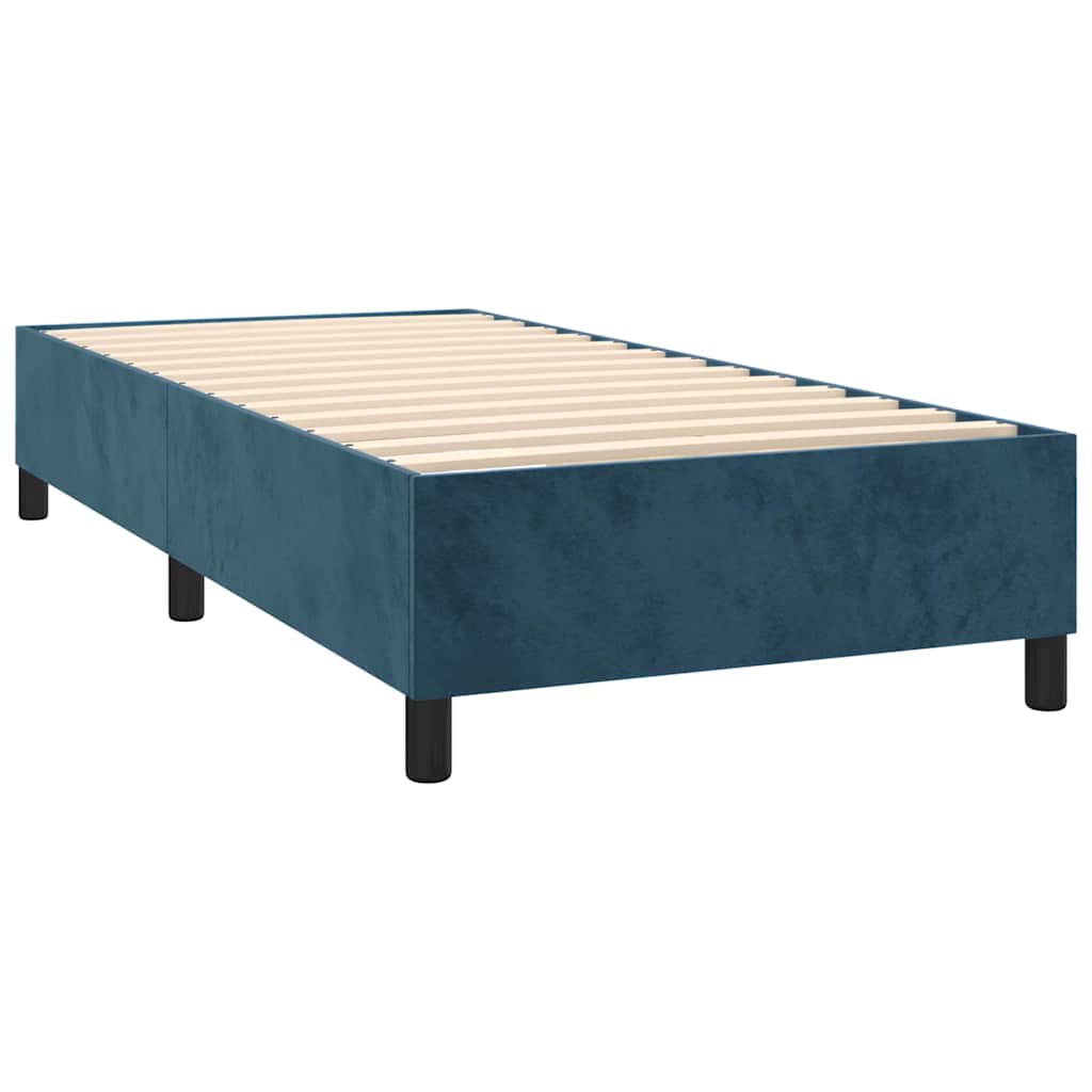 Cama com molas/colchão 90x200 cm veludo azul-escuro
