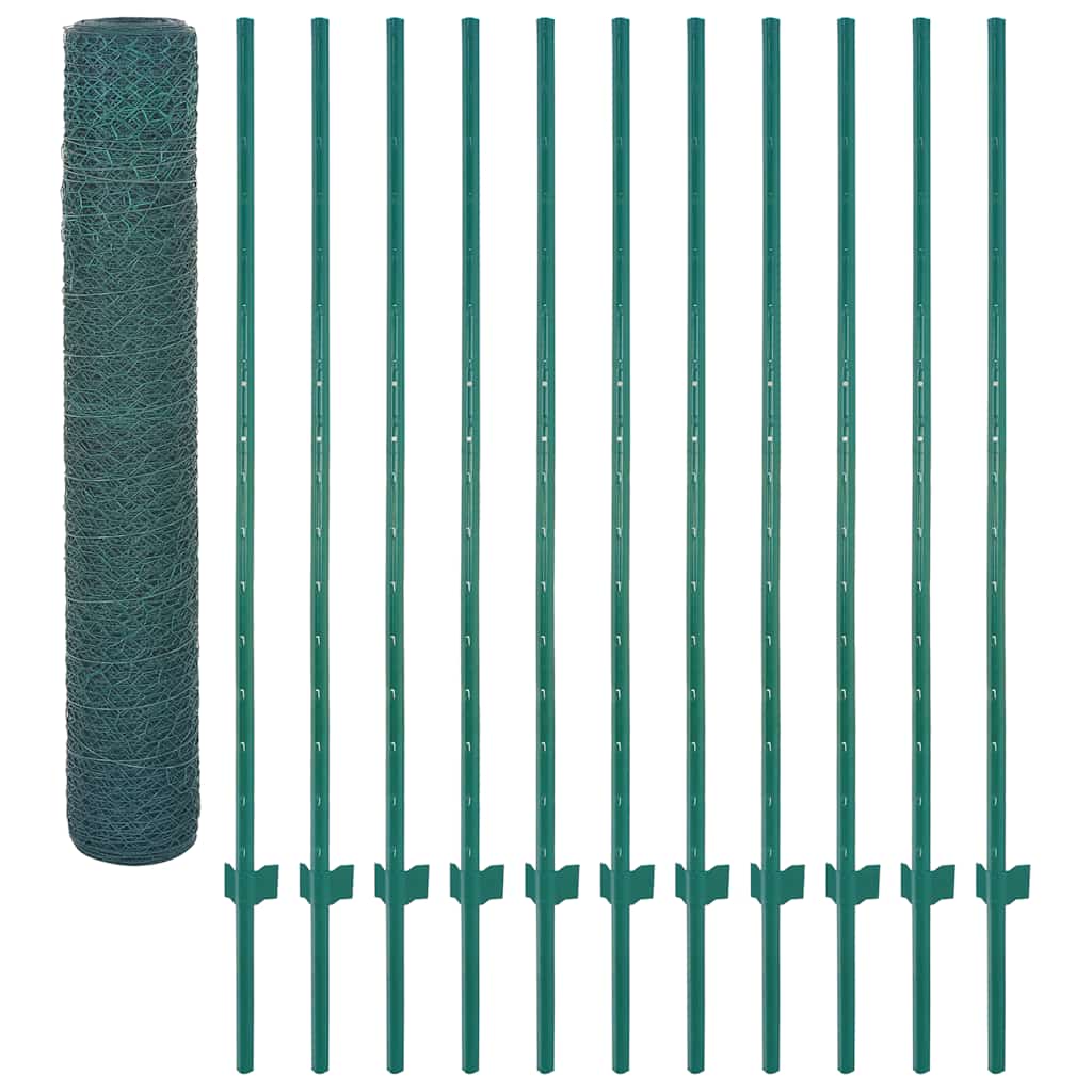 Cerca de arame com postes aço 25x1,5 m verde