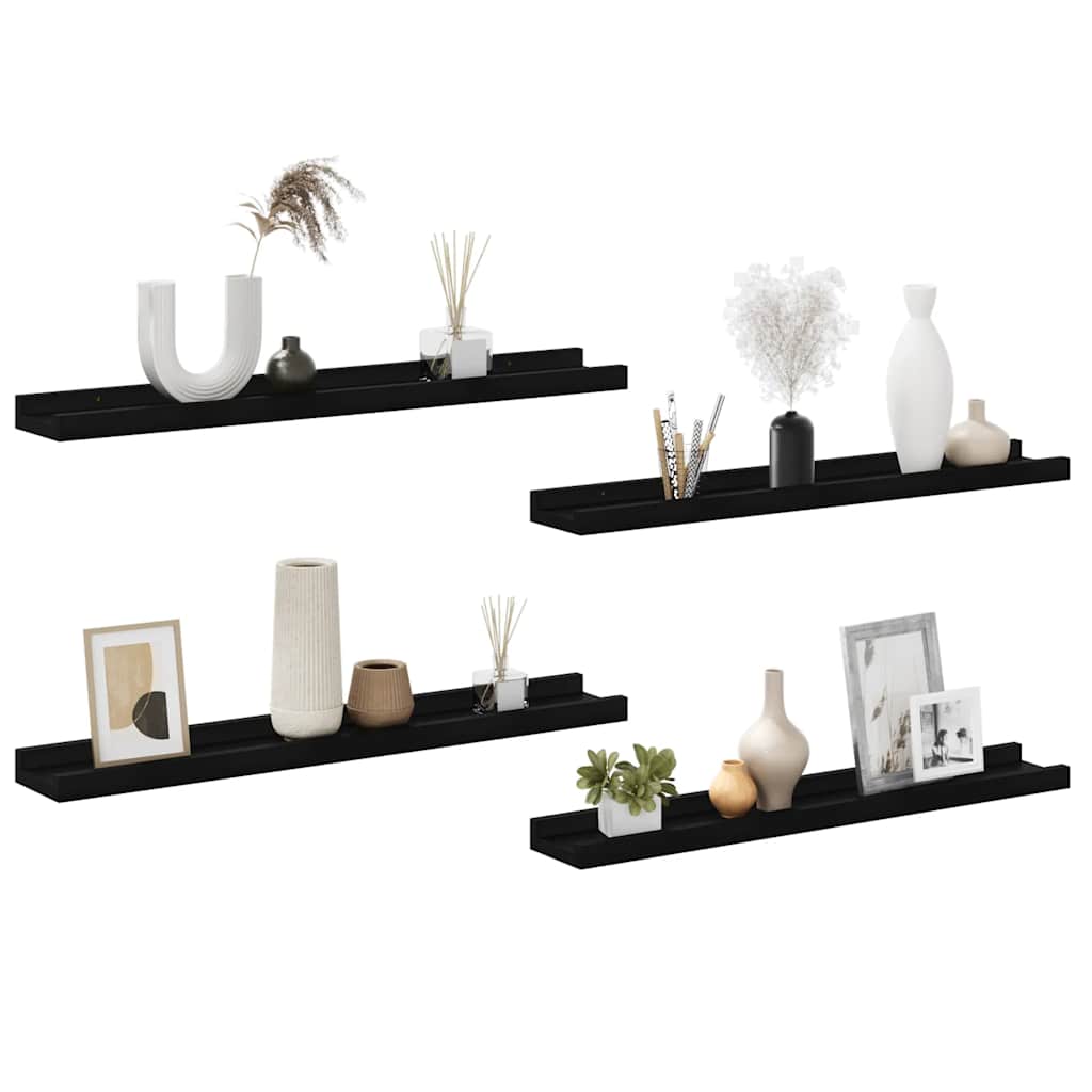 Prateleiras de parede 4 pcs 60x9x3 cm preto
