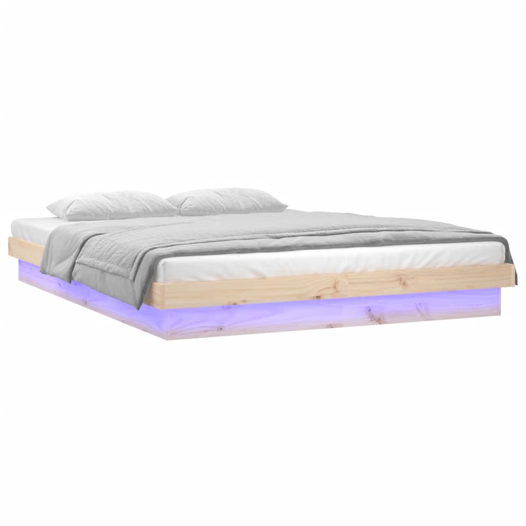 Estrutura de cama com luzes leds 120x200 cm madeira maciça