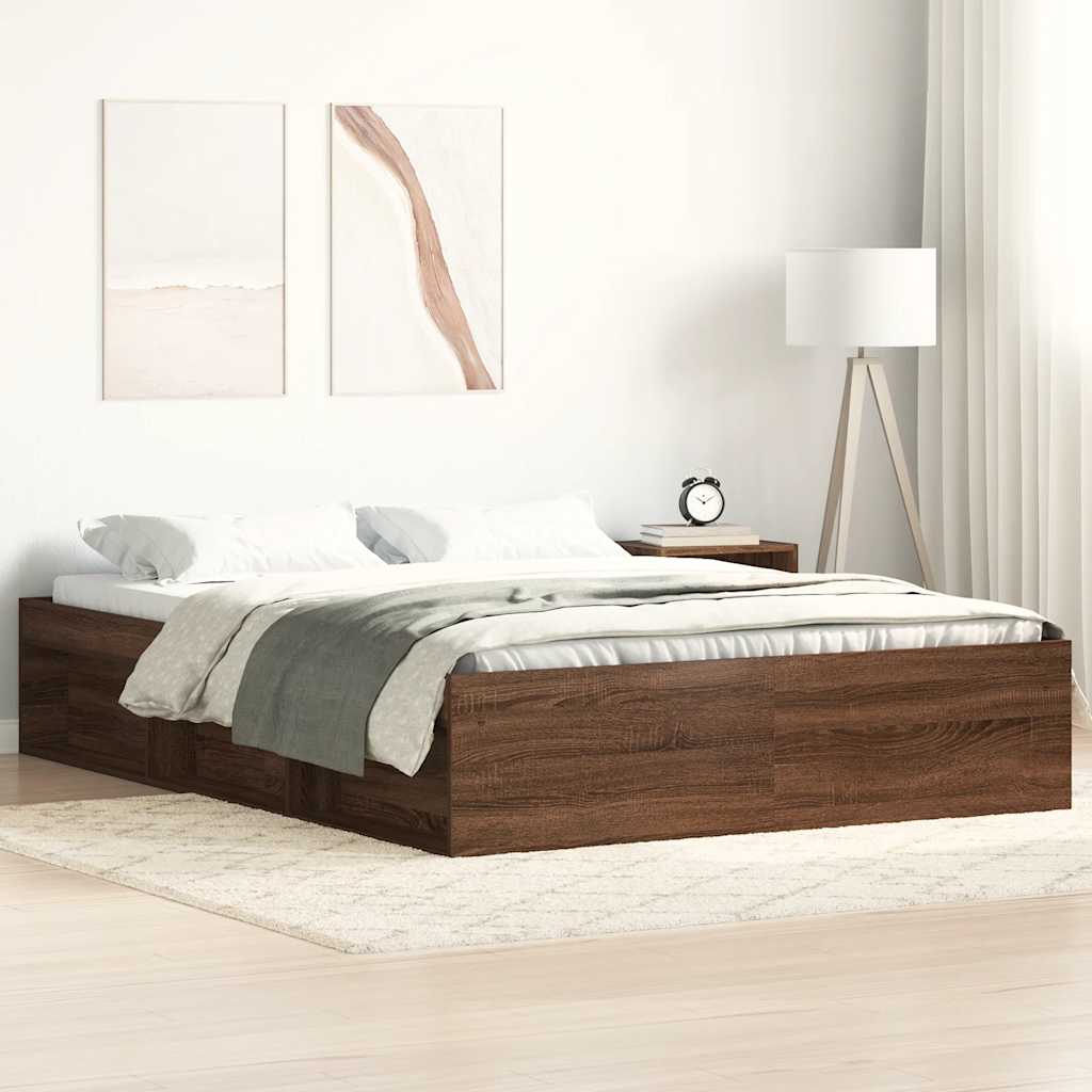 Estrutura de cama de casal pequena 120x190 cm carvalho castanho