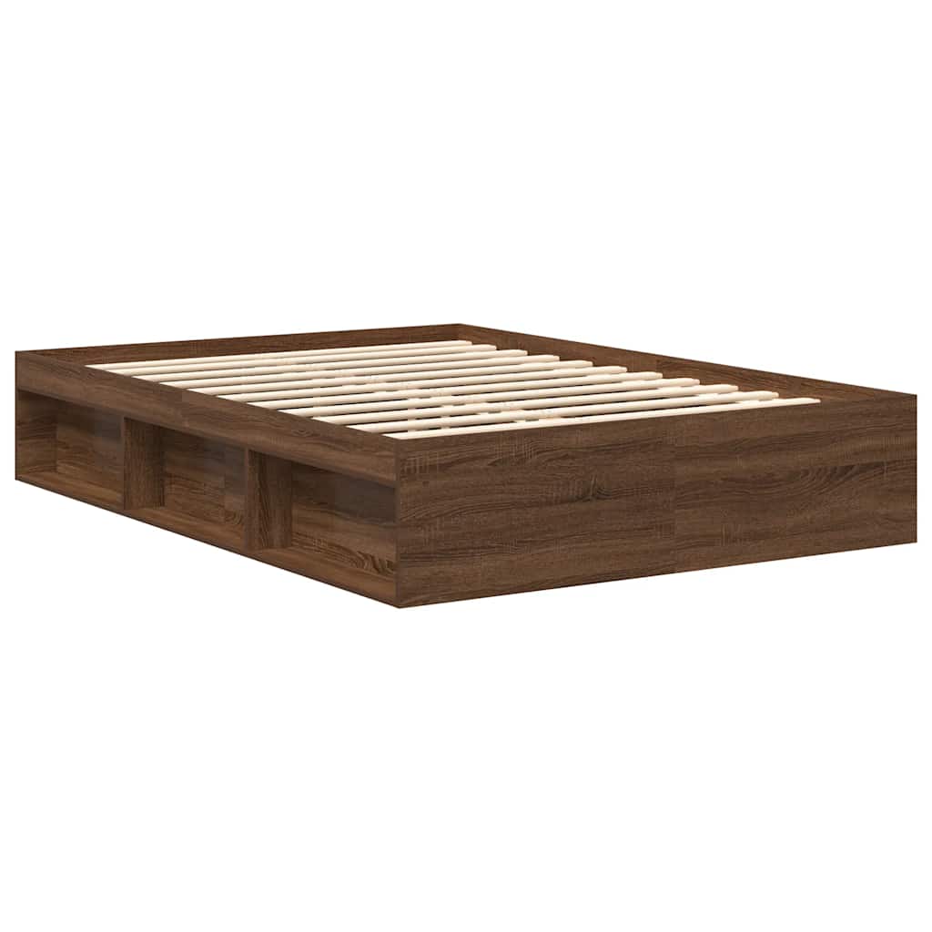 Estrutura de cama de casal pequena 120x190 cm carvalho castanho