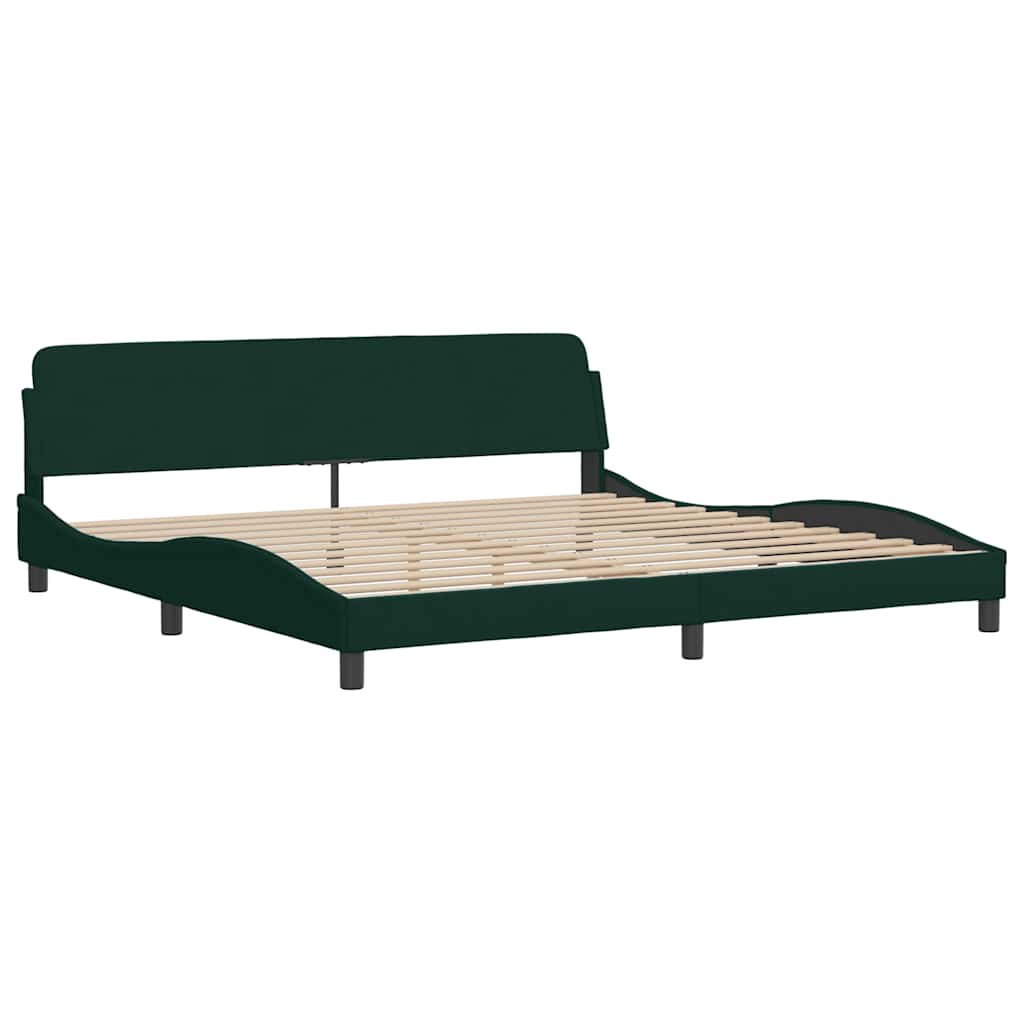 Cama com colchão hanko 200x200 cm veludo verde-escuro