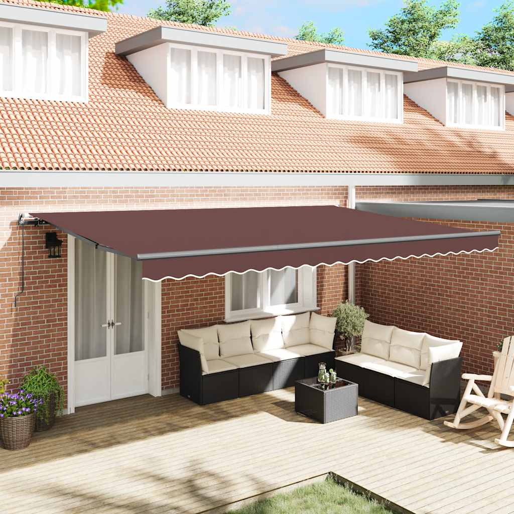 Toldo retrátil manual 500x300 cm castanho