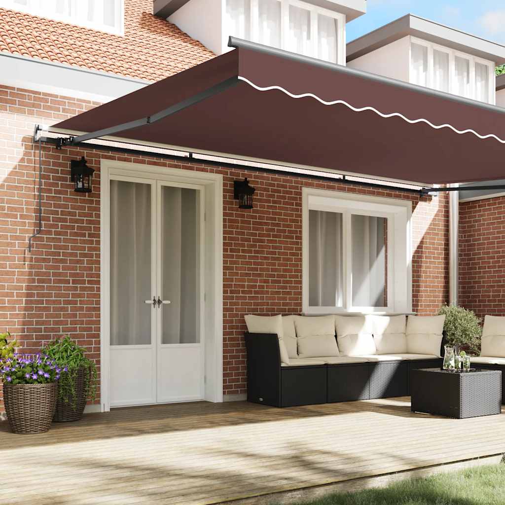 Toldo retrátil manual 500x300 cm castanho