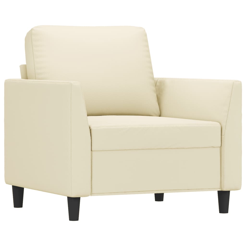 4 Pcs conjunto sofás c/ almofadões couro artificial cor creme