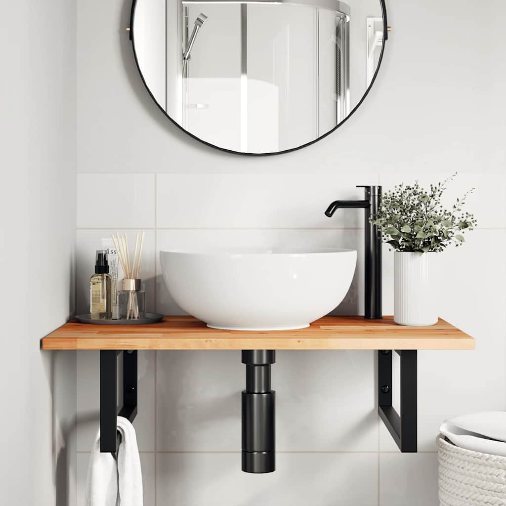 Tampo p/ móvel de wc 80x50x2 cm acácia maciça acabamento a óleo