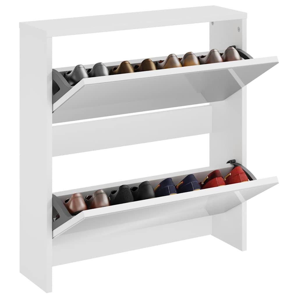 Sapateira c/ espelho 2 divisórias 63x17x67 cm branco brilhante
