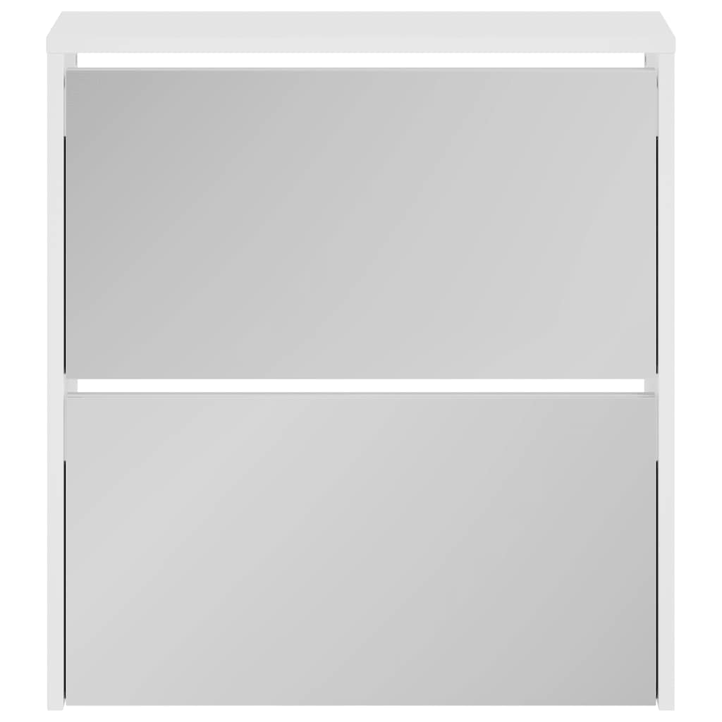 Sapateira c/ espelho 2 divisórias 63x17x67 cm branco brilhante