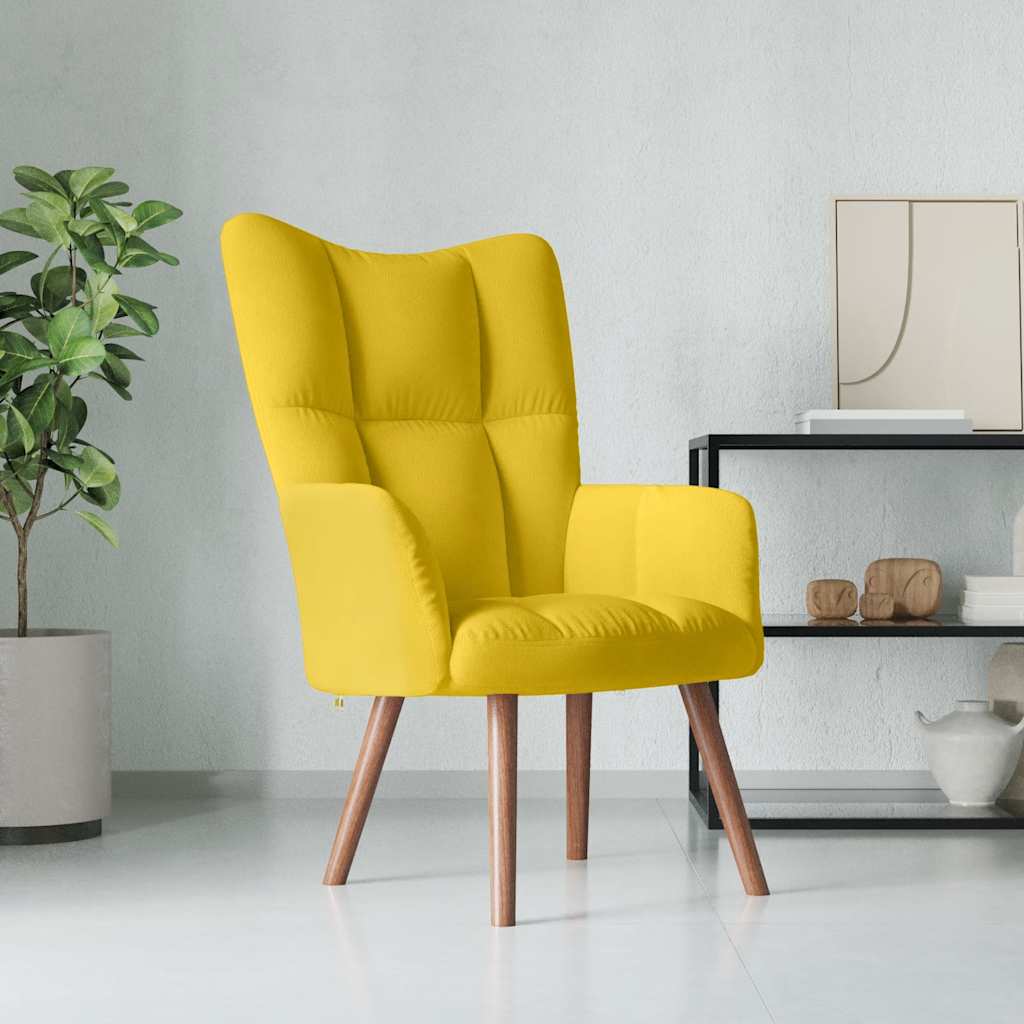 Cadeira de descanso veludo amarelo mostarda