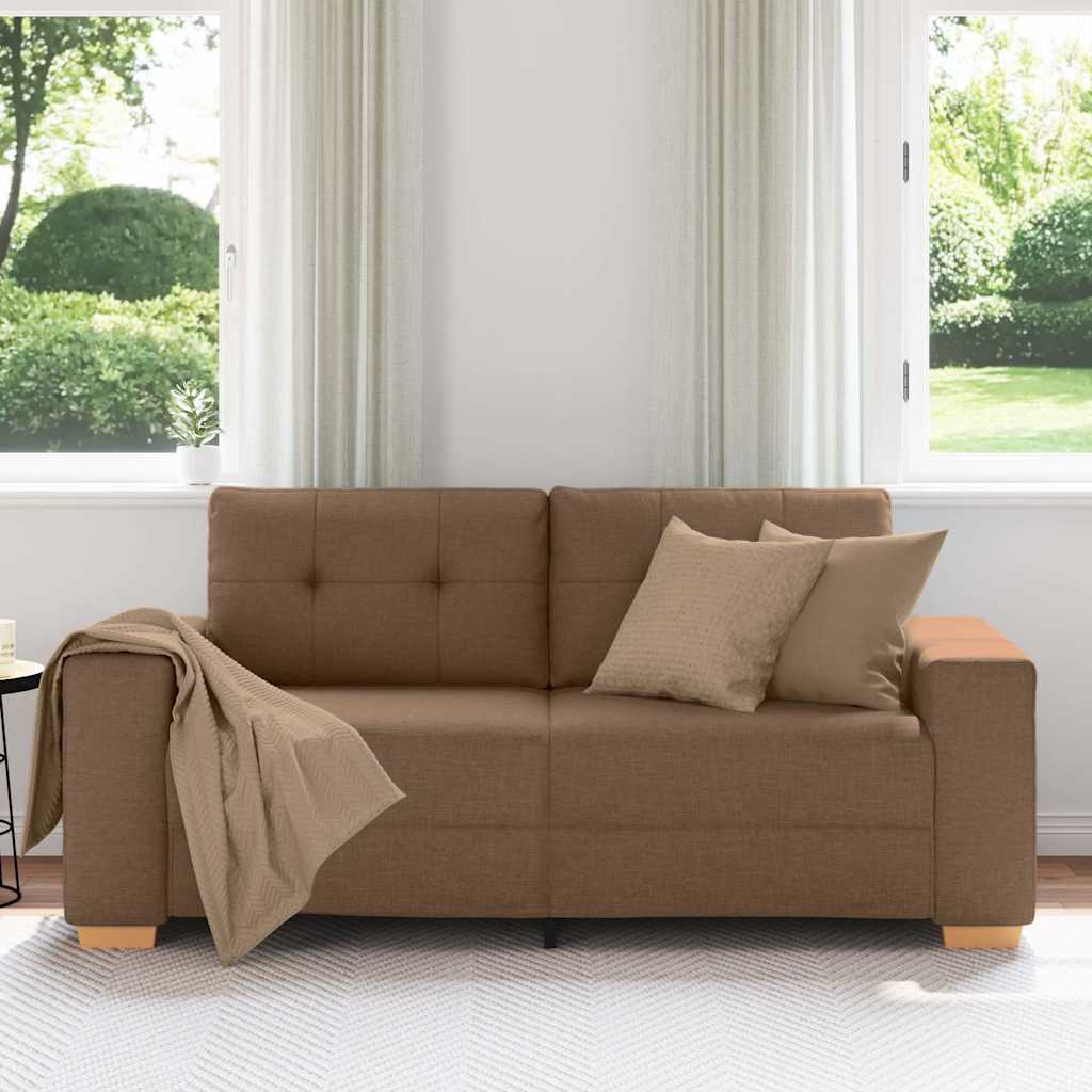 Sofá de dois lugares marrom, 180x77x82 cm, em tecido
