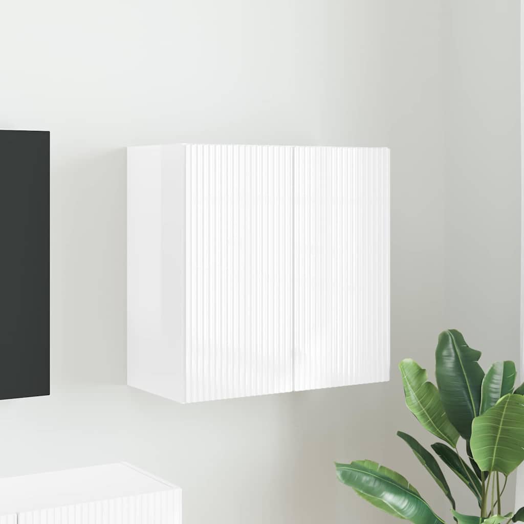 Armário de TV de parede 59,5 x 31 x 60 cm branco brilhante