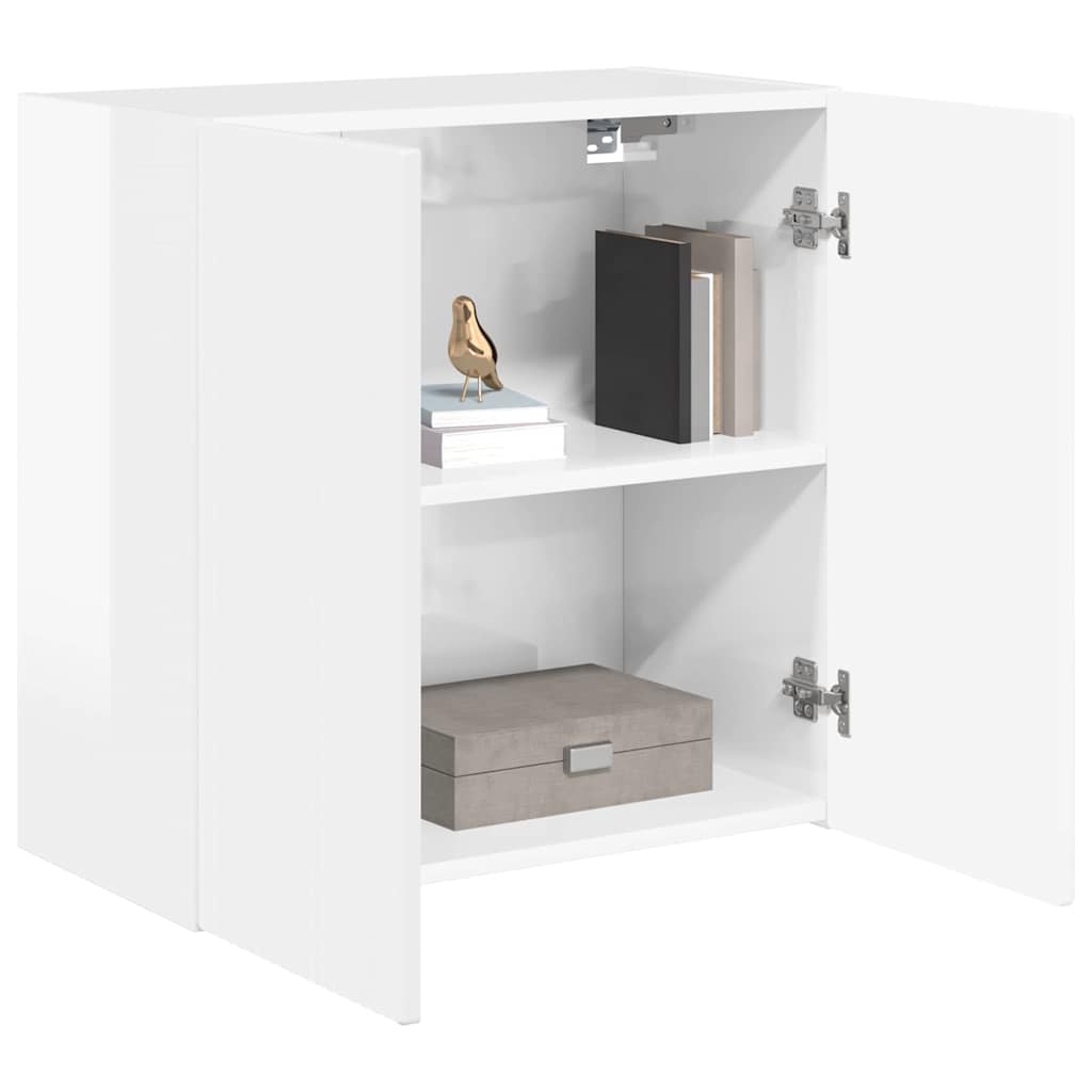 Armário de TV de parede 59,5 x 31 x 60 cm branco brilhante