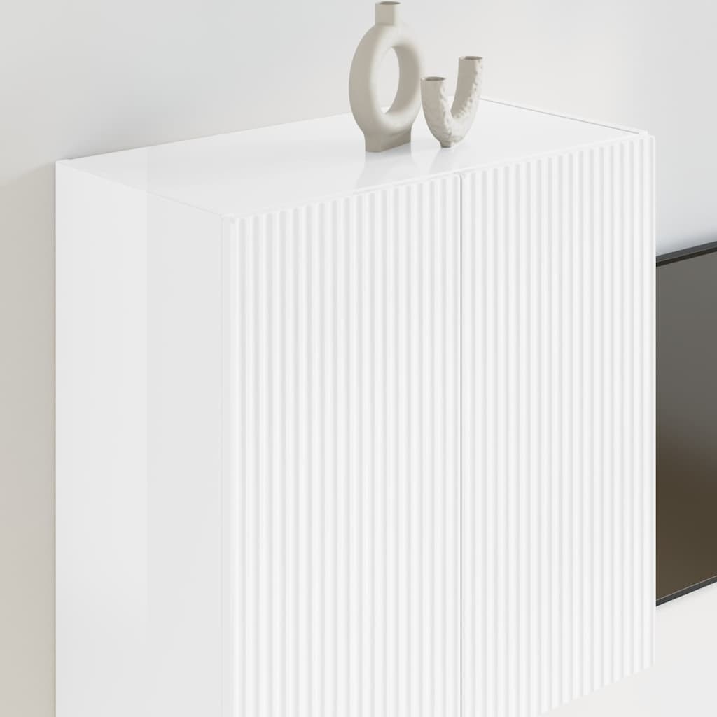 Armário de TV de parede 59,5 x 31 x 60 cm branco brilhante