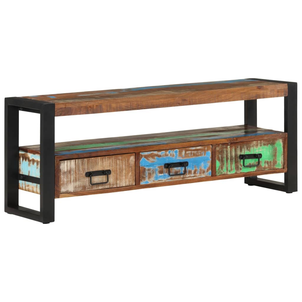 Móvel de TV 120x30x45 cm madeira recuperada maciça