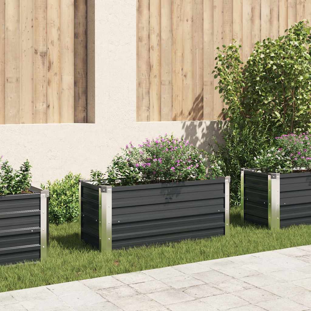 Canteiro elevado jardim aço galvanizado 100x40x45 cm antracite