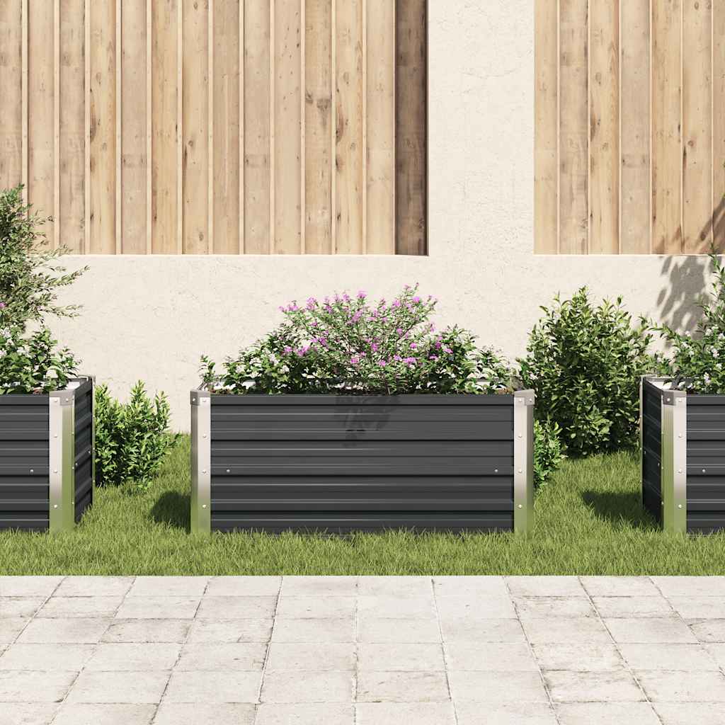 Canteiro elevado jardim aço galvanizado 100x40x45 cm antracite
