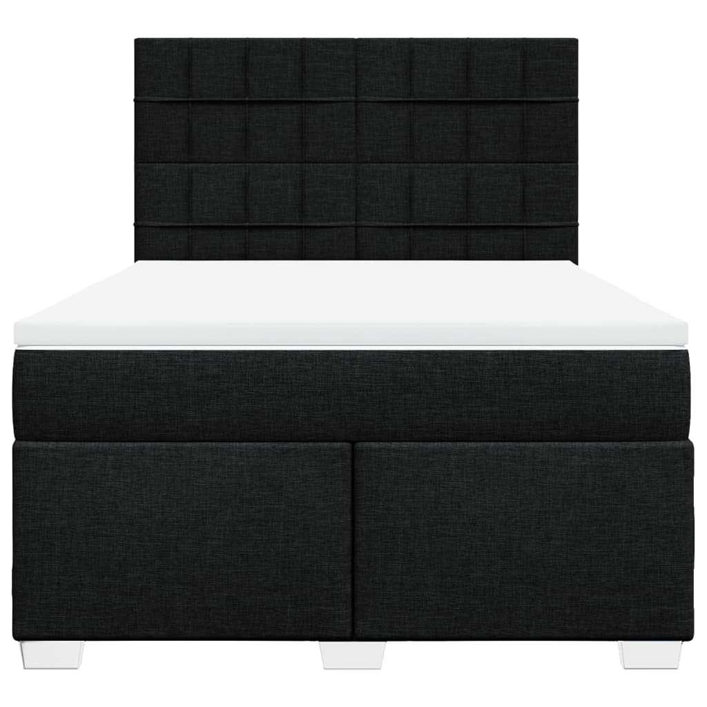 Cama com molas/colchão 140x190 cm tecido preto