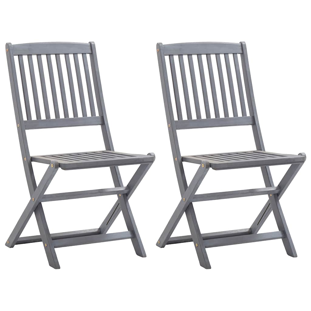 Cadeiras exterior dobráveis c/ almofadões 2 pcs acácia maciça