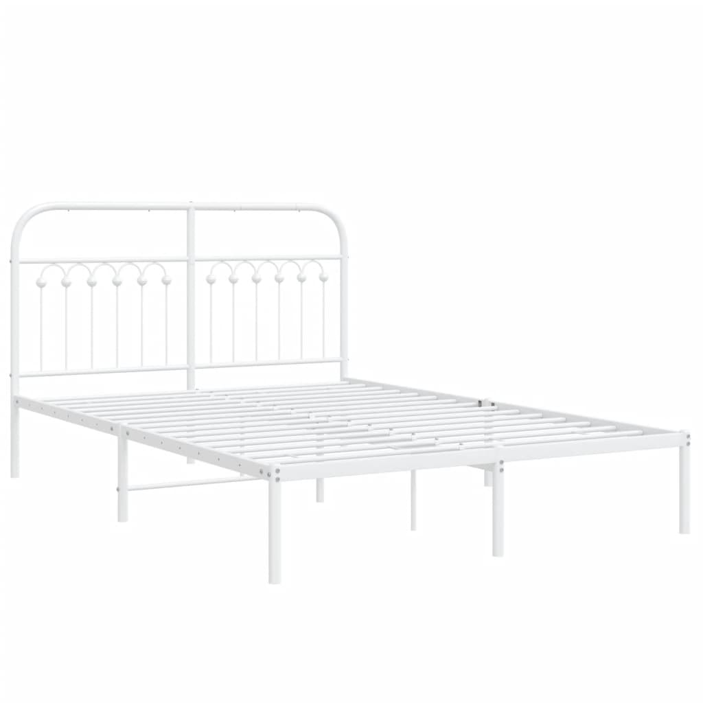 Estrutura de cama com cabeceira 140x190 cm metal branco