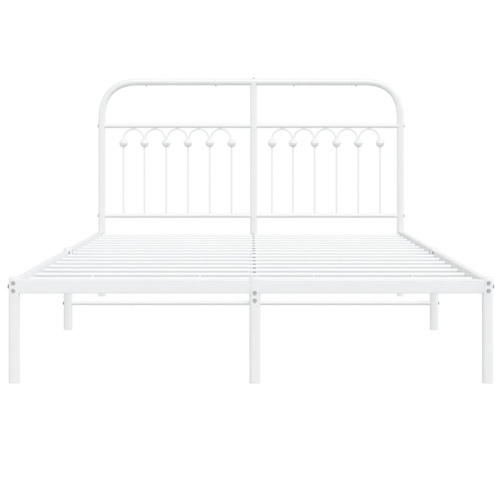 Estrutura de cama com cabeceira 140x190 cm metal branco