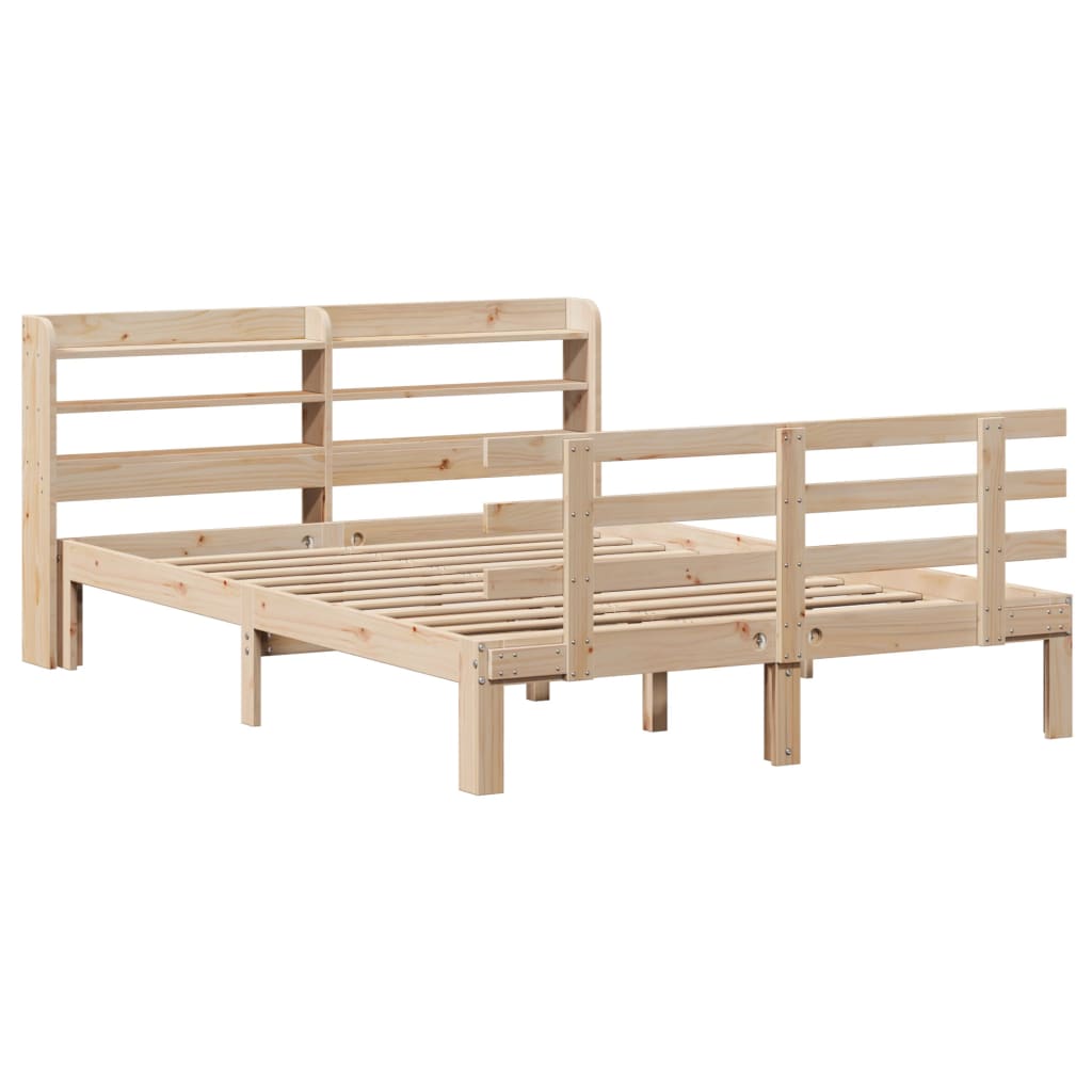 Estrutura de cama c/ cabeceira 150x200 cm pinho maciço