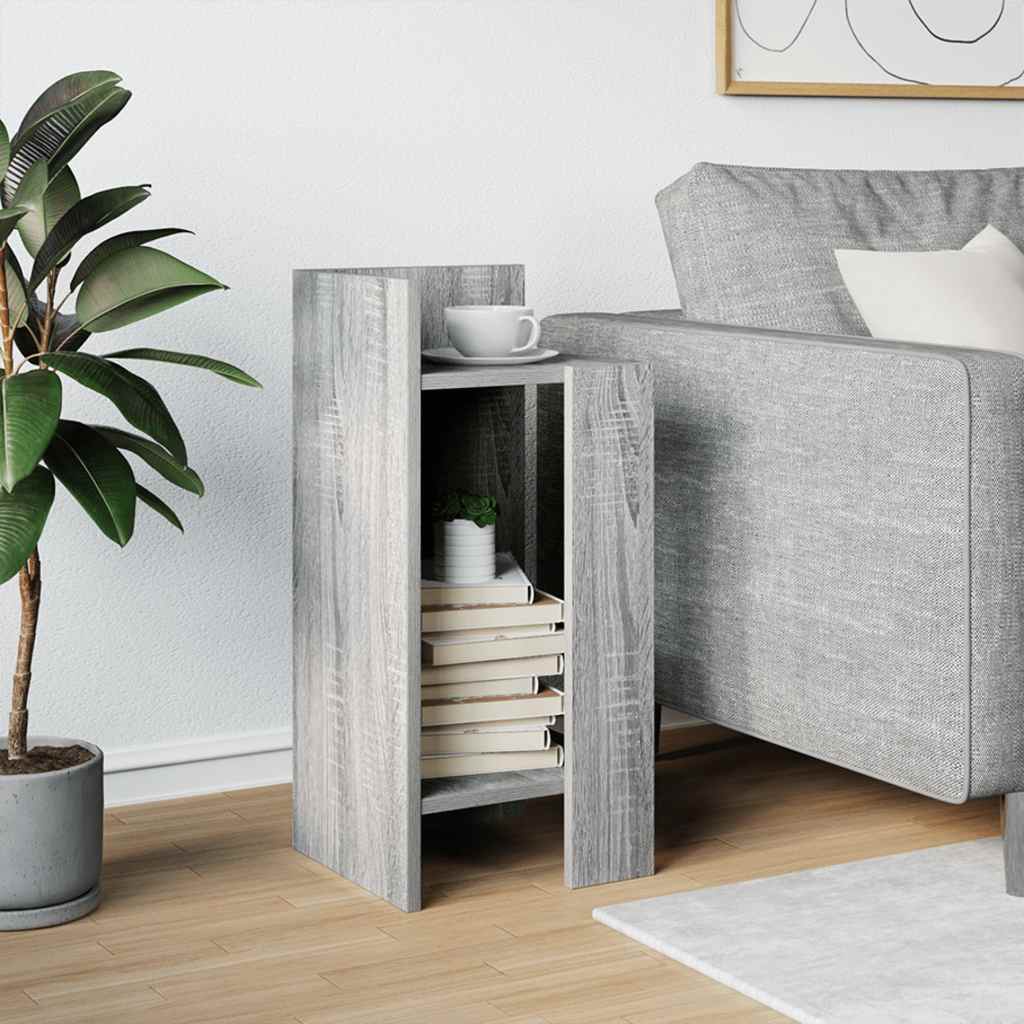 Mesa lateral com prateleira 110x50x103 cm cinzento sonoma