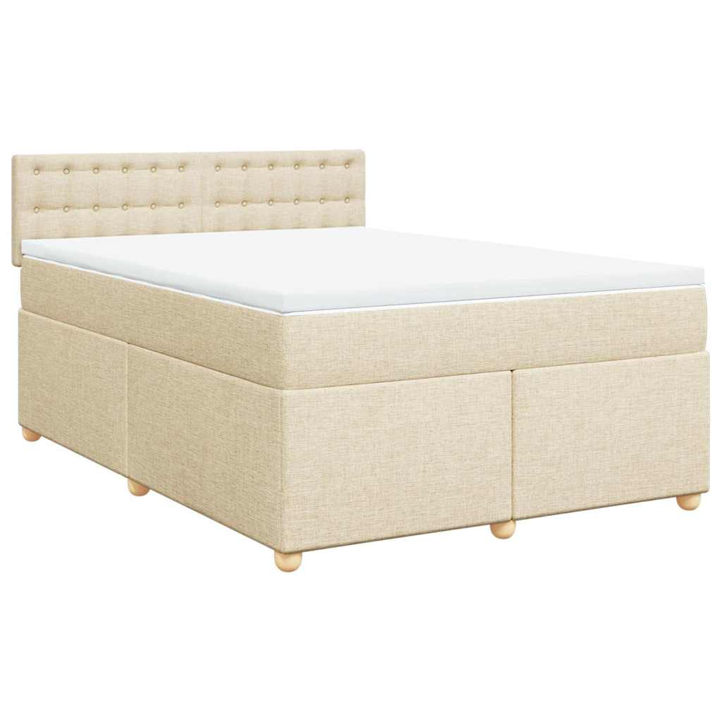 Cama com molas/colchão 140x190 cm tecido cor creme