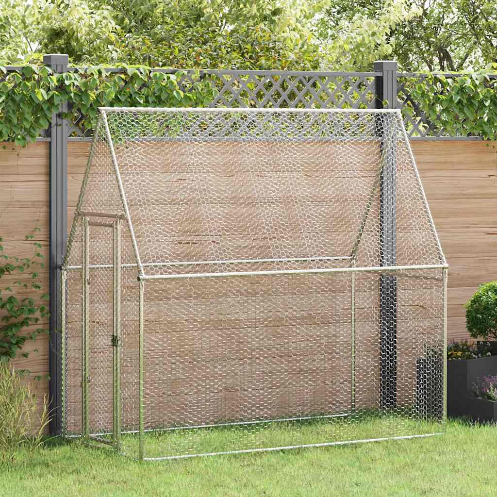 Galinheiro 200x100x190 cm aço galvanizado prateado