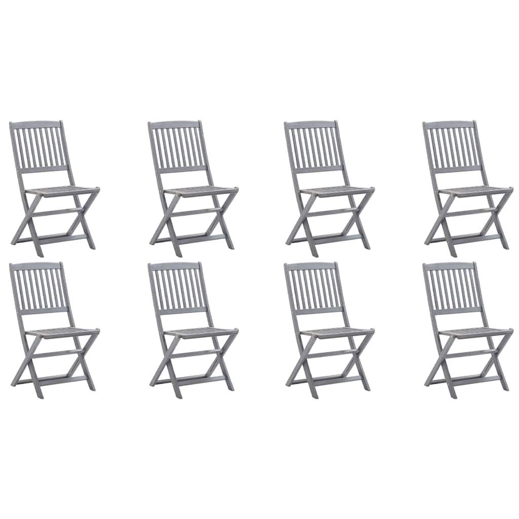 Cadeiras de exterior dobráveis 8pcs c/ almofadões acácia maciça