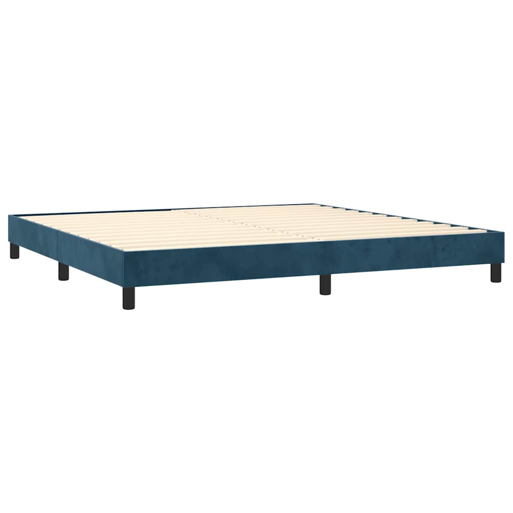 Cama com molas/colchão 200x200 cm veludo azul-escuro