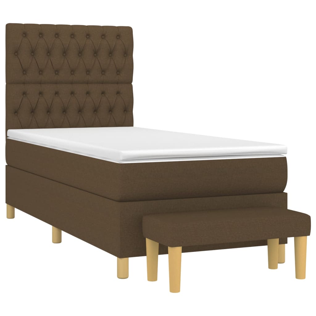 Cama com molas/colchão 90x190 cm tecido castanho-escuro