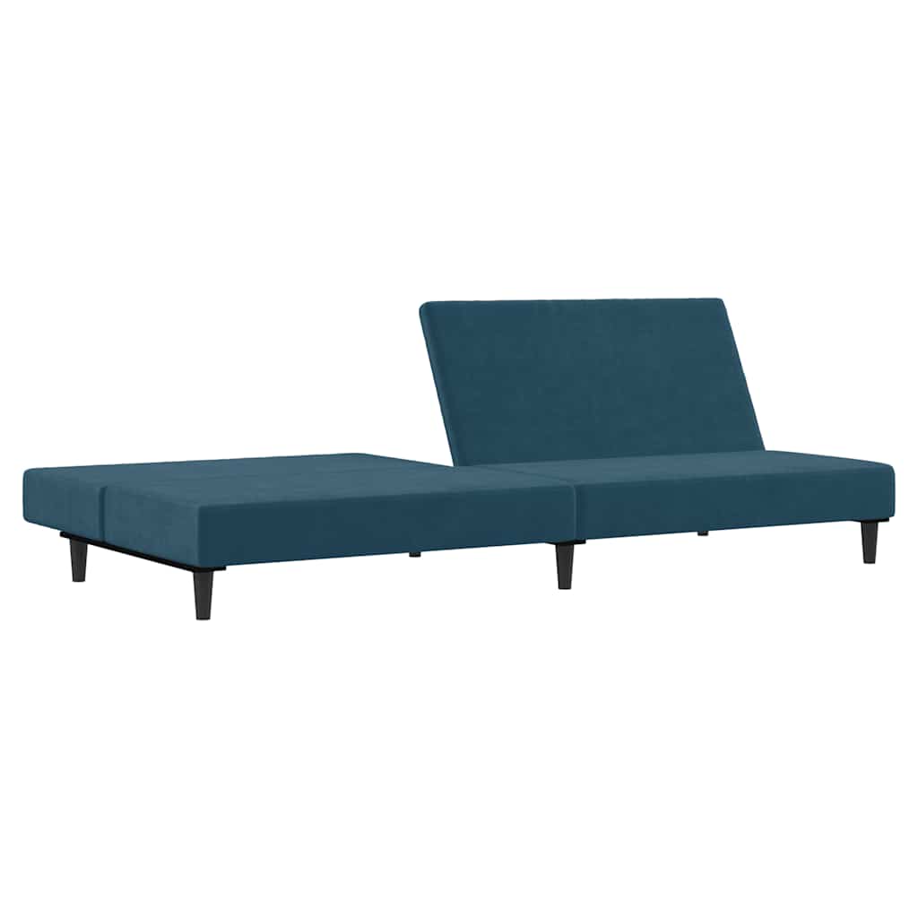 Sofá-cama de 2 lugares veludo azul