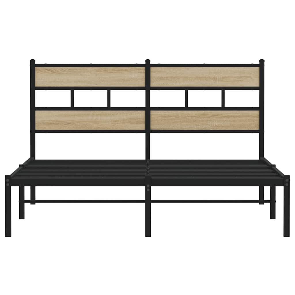 Estrutura de cama sem colchão 140x190 cm metal carvalho sonoma