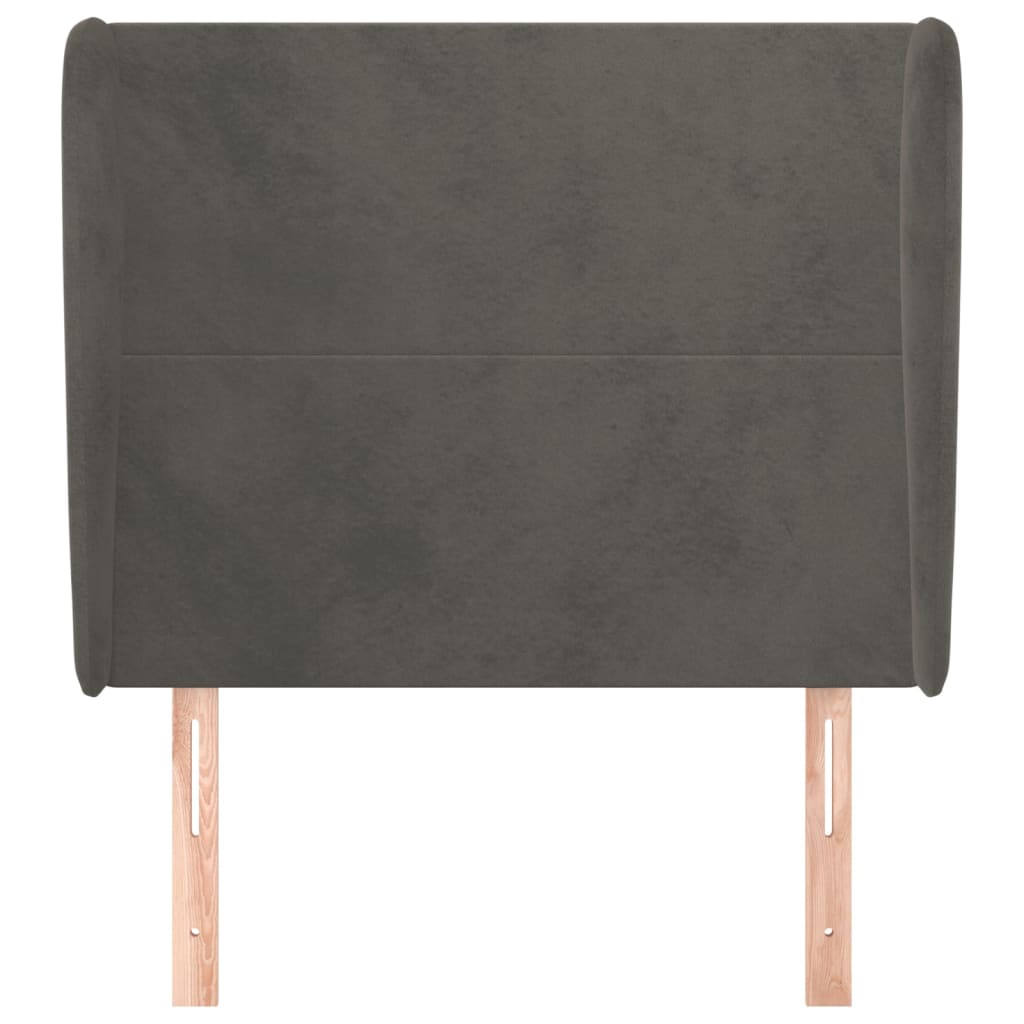 Cabeceira cama c/ abas veludo 93x23x118/128 cm cinzento-escuro