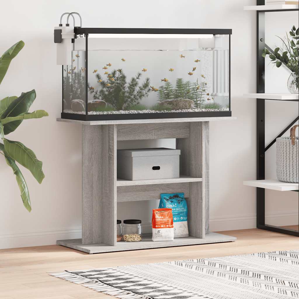 Suporte para aquário cinza sonoma 80x35x60 cm madeira projetada