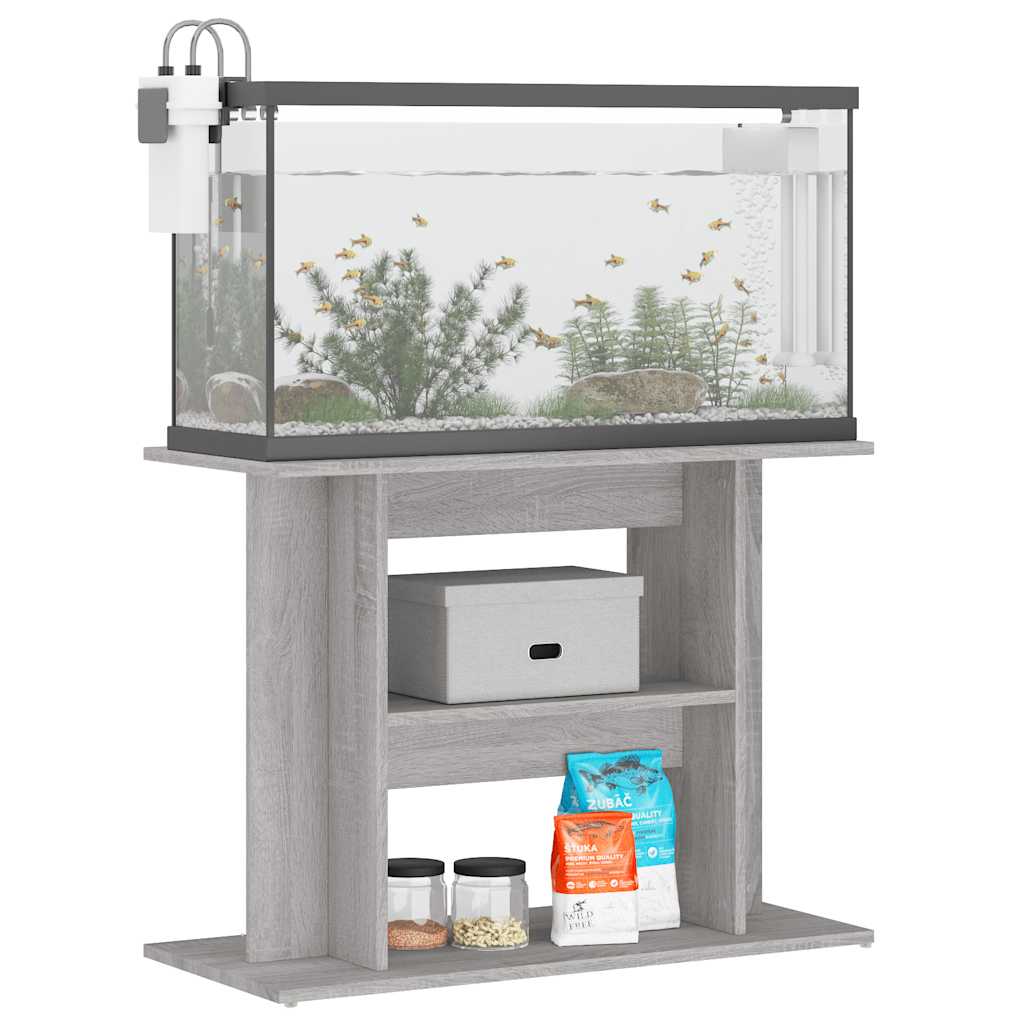 Suporte para aquário cinza sonoma 80x35x60 cm madeira projetada