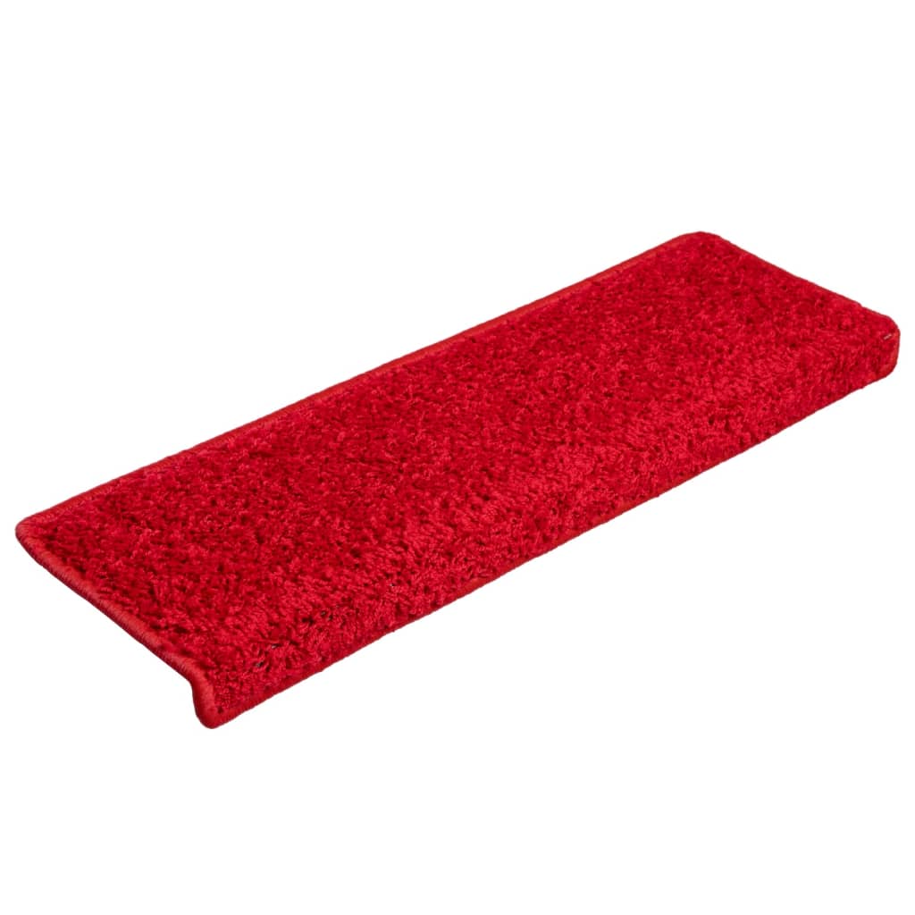 Tapetes de escada 10 peças 65x21x4 cm vermelho com borda retangular