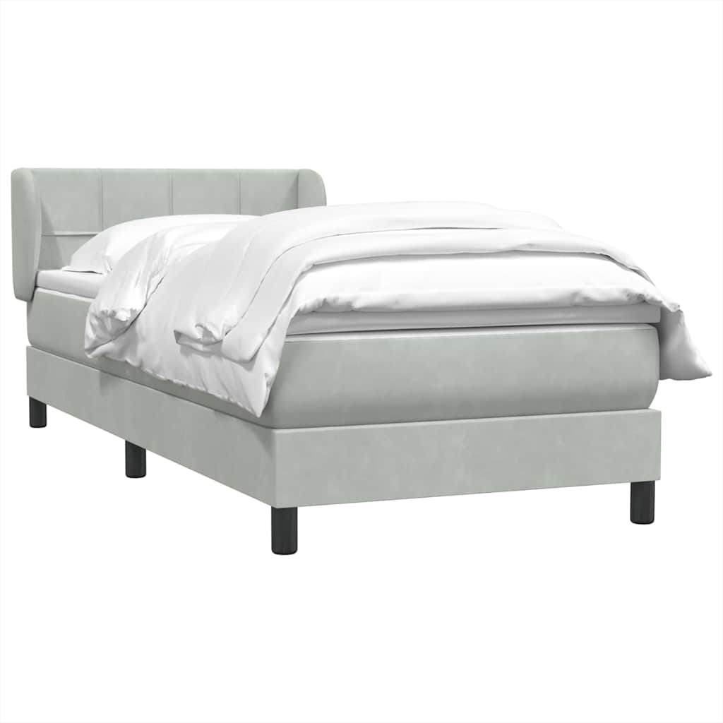 Cama com molas/colchão cinzento-claro 80x210 cm veludo