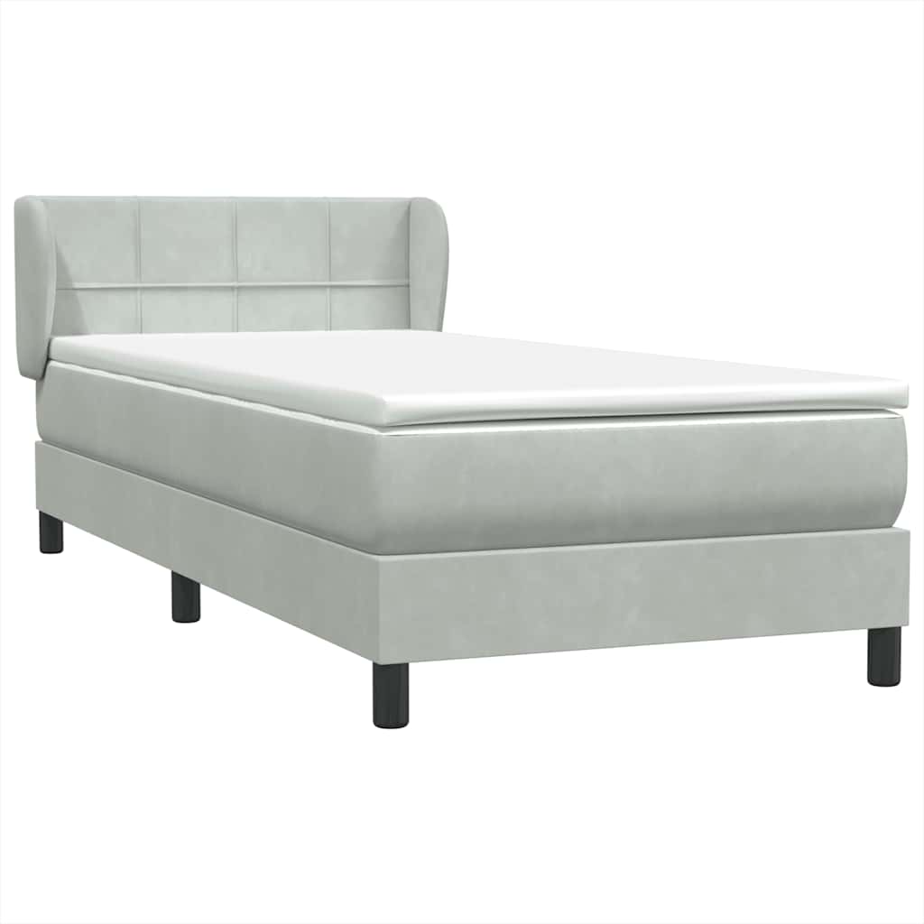 Cama com molas/colchão cinzento-claro 80x210 cm veludo