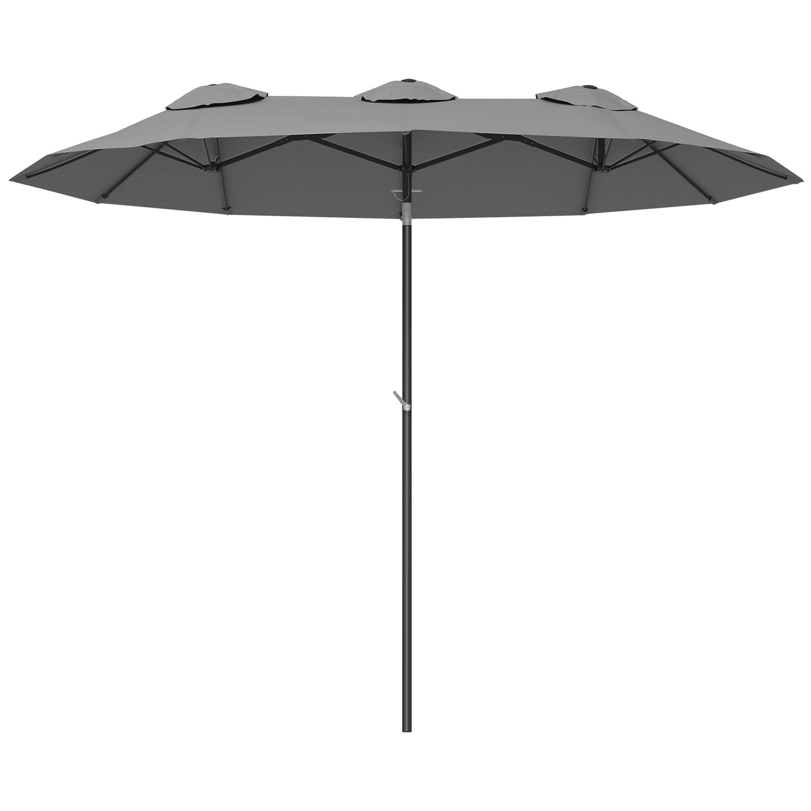 Chapéu de sol duplo chapéu de sol de jardim com inclinação de 45° manivela estrutura de aço 295x152x222 cm cinza
