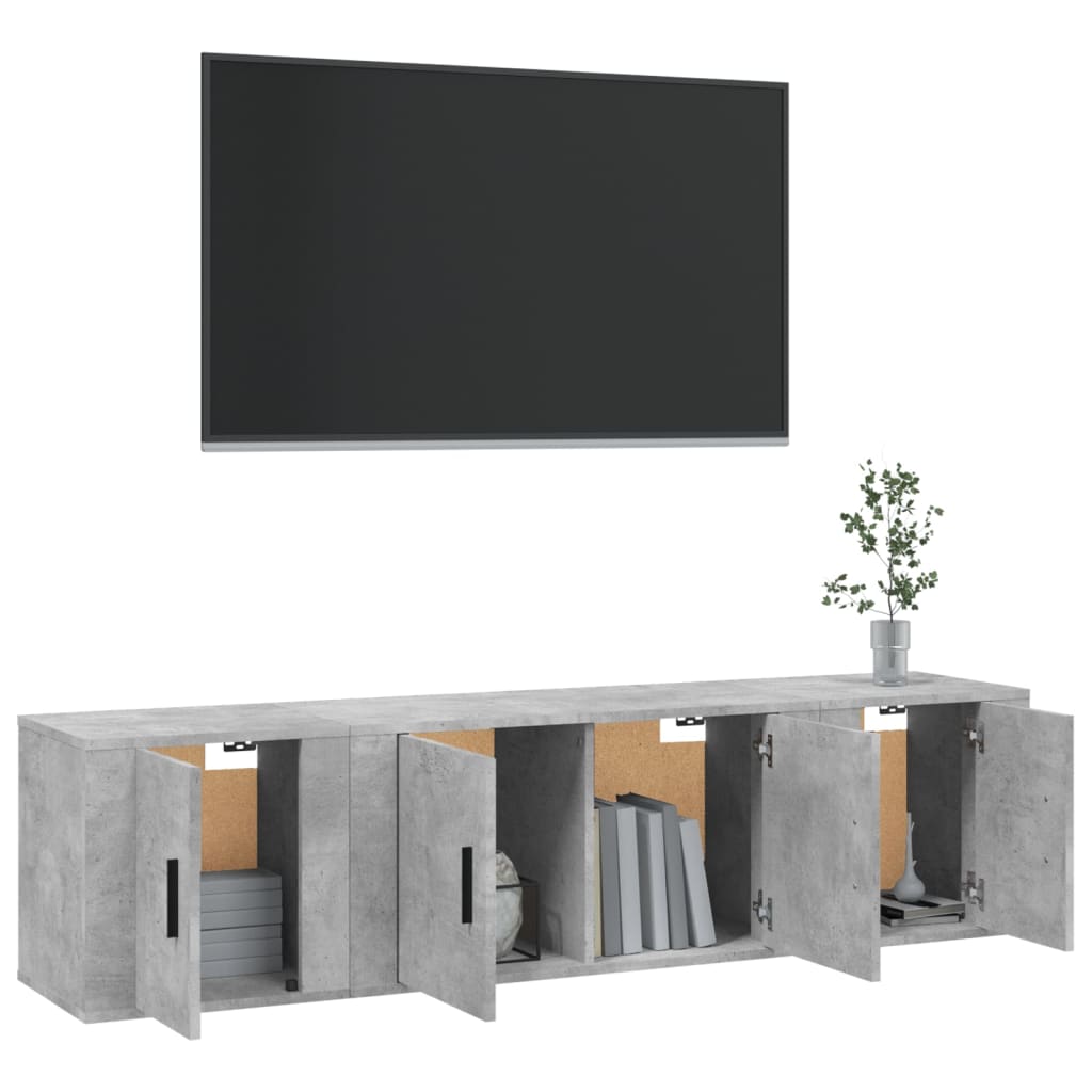 Conjunto móveis de TV 3 pcs madeira processada cinzento cimento