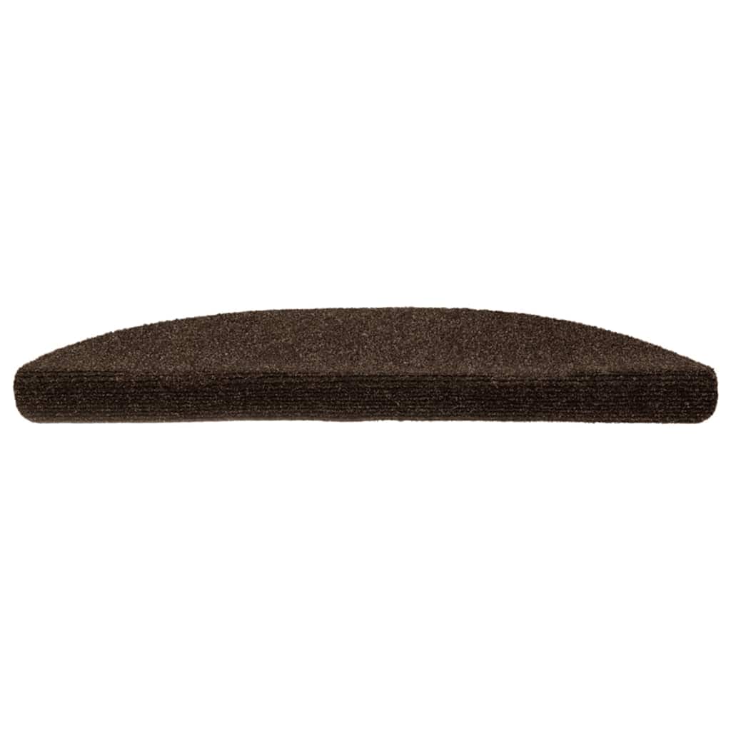 Tapetes de escada autoadesivos 10 peças 56x17x3 cm marrom semicircular