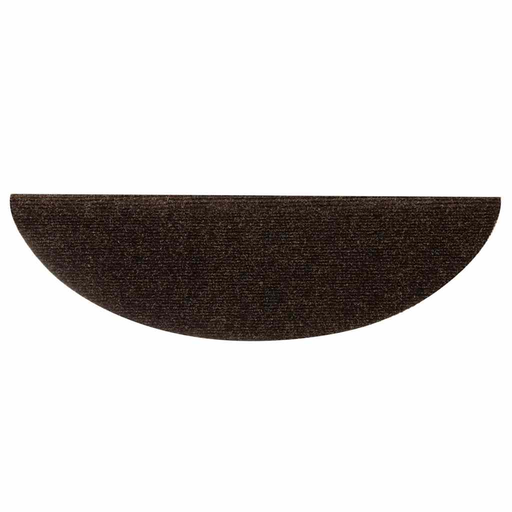 Tapetes de escada autoadesivos 10 peças 56x17x3 cm marrom semicircular