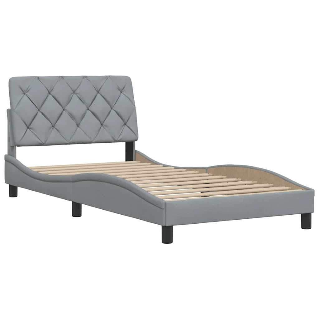 Estrutura de cama sem colchão 100x200 cm tecido cinzento-claro