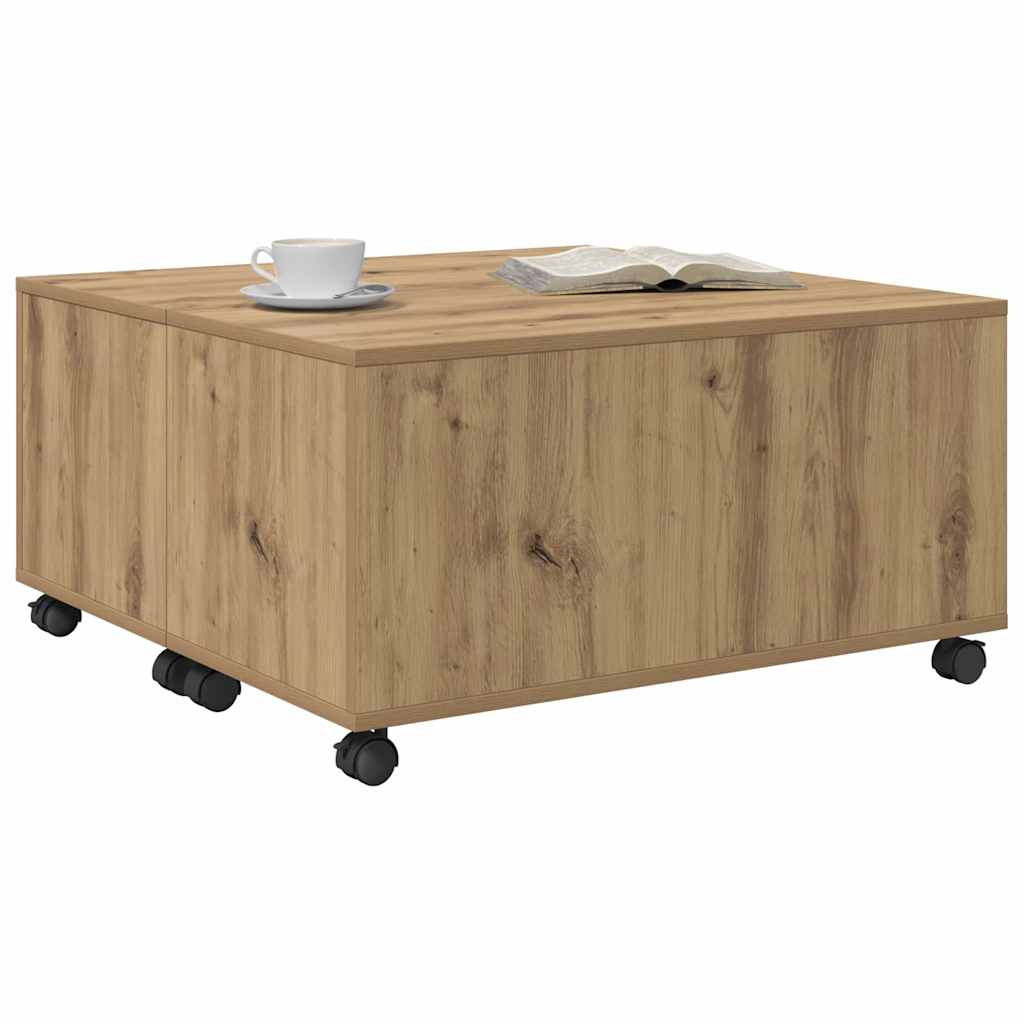 Mesa de centro carvalho artesanal 75 x 75 x 38 cm