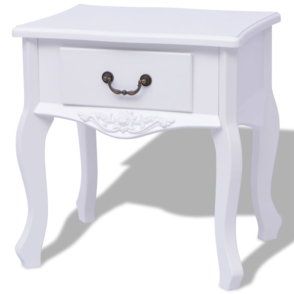 Mesas de cabeceira, 2 pcs, MDF, branco