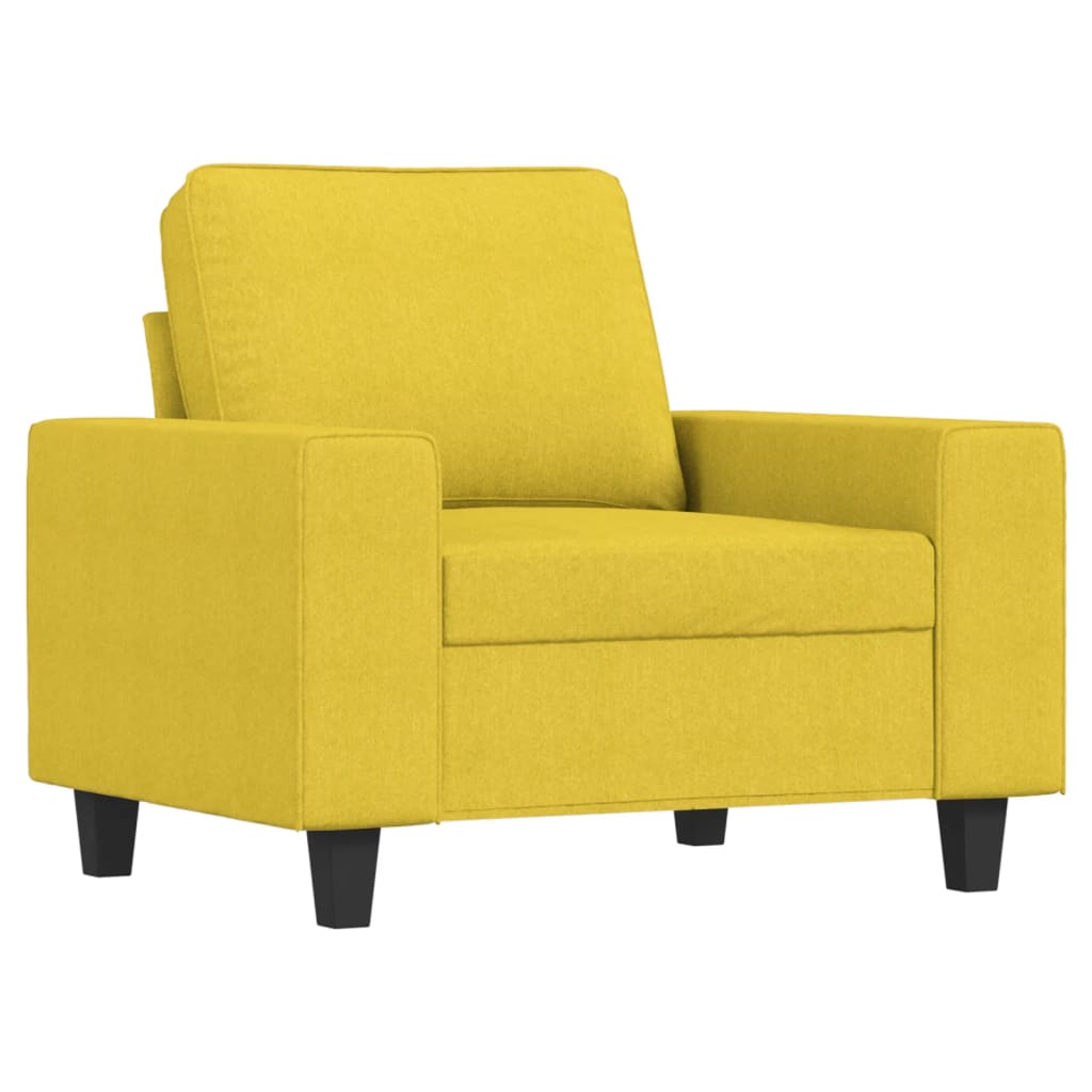3 Pcs conjunto de sofás tecido amarelo-claro