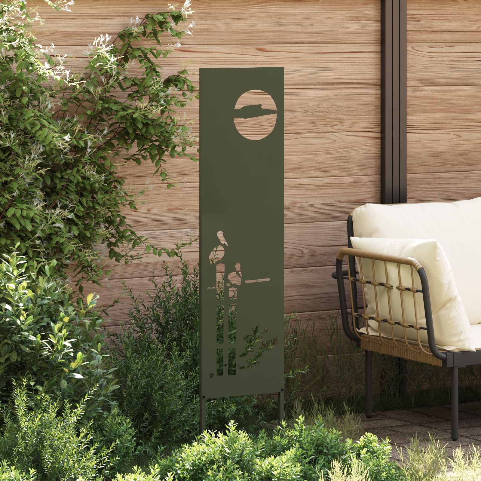 Tela de privacidade para jardim verde-oliva 32 x 140 cm